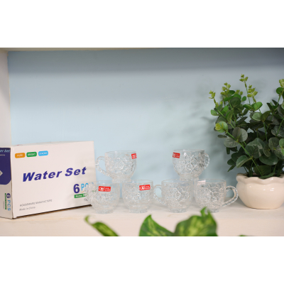 Bộ 6 ly thuỷ tinh có quai Water Set 195ml – P-125-1D