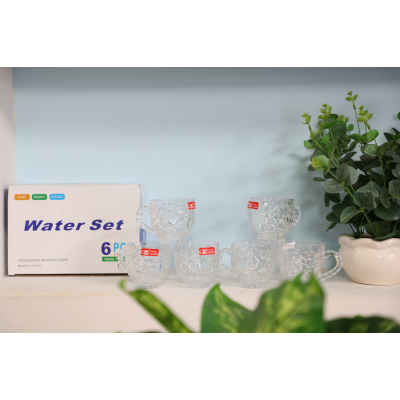 Bộ 6 ly thuỷ tinh có quai Water Set 195ml – P-125-1D