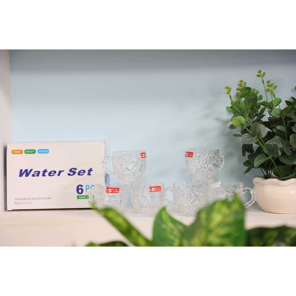 Bộ 6 ly thuỷ tinh có quai Water Set 195ml – P-125-1D