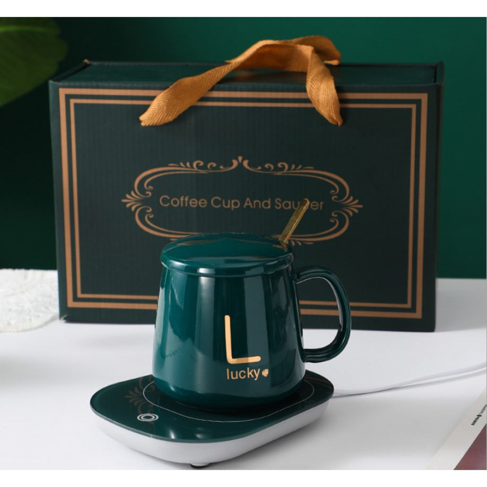 Bộ cốc sứ kèm đế điện giữ nóng cao cấp