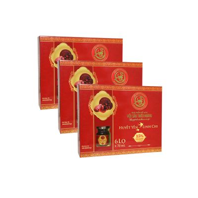 10 hộp yến sào Thiên Hoàng 15% huyết yến linh chi (6 lọ/hộp) - Tặng 1 chảo lớn (bất kỳ)