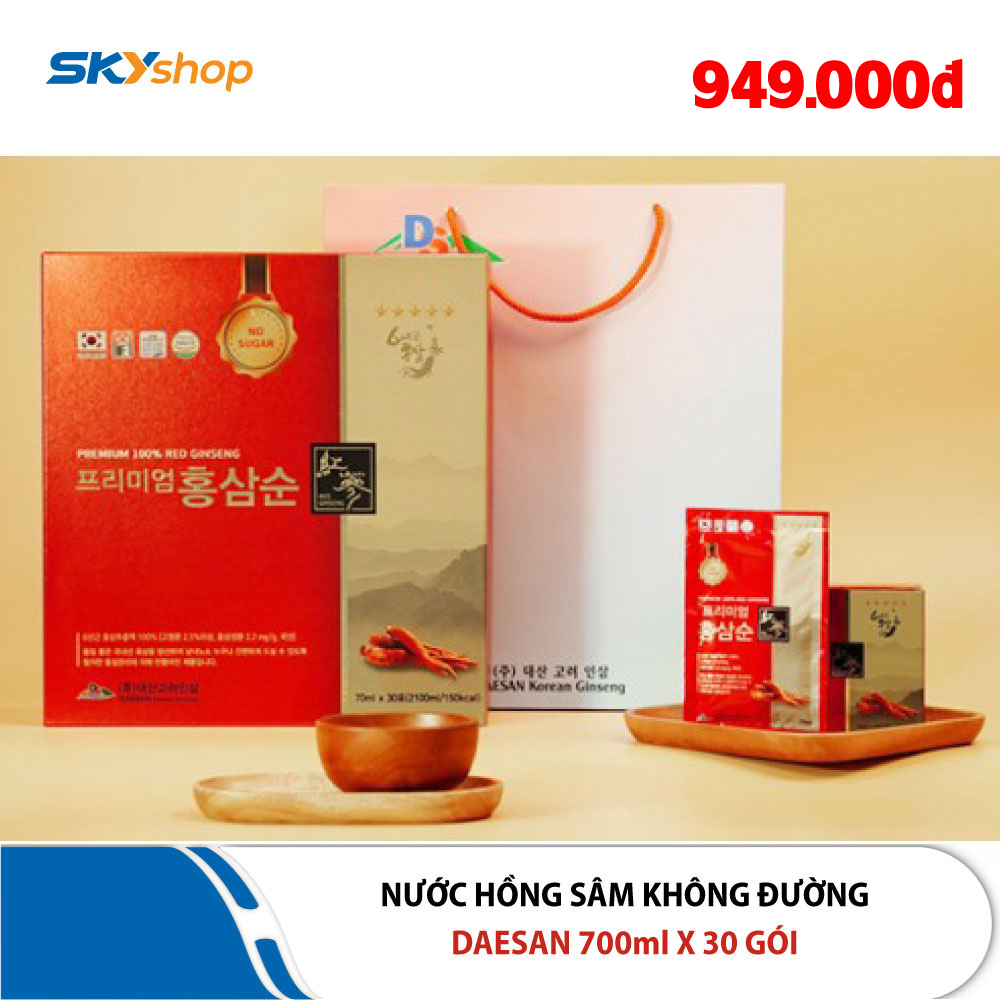 1 Hộp nước hồng sâm không đường Daesan 70ml x 30 Gói 1 Hộp nước hồng sâm không đường Daesan 70ml x 30 Gói