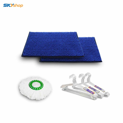 Bộ lau nhà Kokomega Mop (Vietnam) - Tặng kèm 20 móc áo nhôm + 2 thảm sàn hoa ngẫu nhiên 30 x 50cm + 1 bông lau