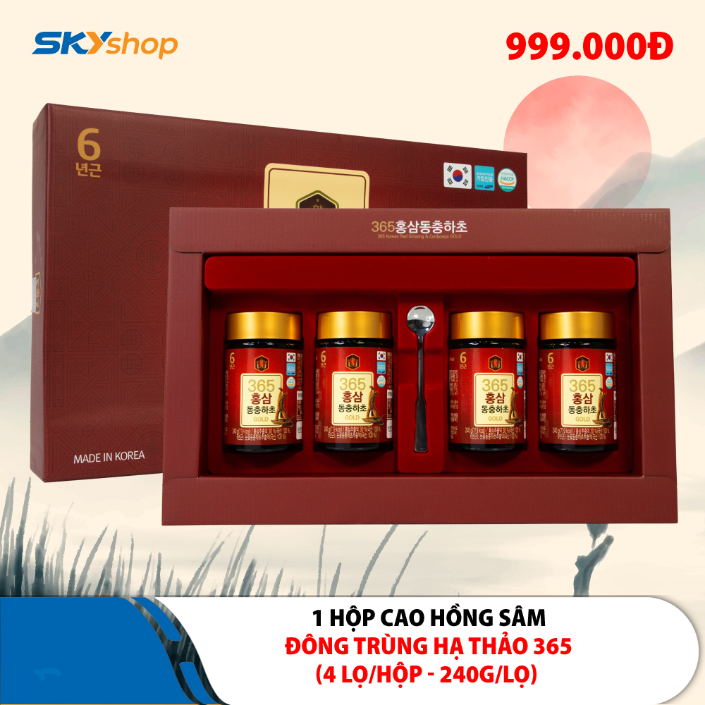 1 hộp cao hồng sâm Đông Trùng Hạ Thảo 365 Hàn Quốc hộp 4 lọ (240gr/lọ)