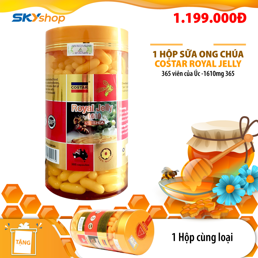 1 Hộp viên sữa ong chúa Costar Royal Jelly 365 viên của Úc 1610mg - Tặng 1 hộp cùng loại