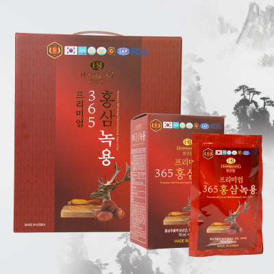 Nước chiết hồng sâm nhung hươu linh chi 365 Hansusam - Hộp 60 Gói 70ml