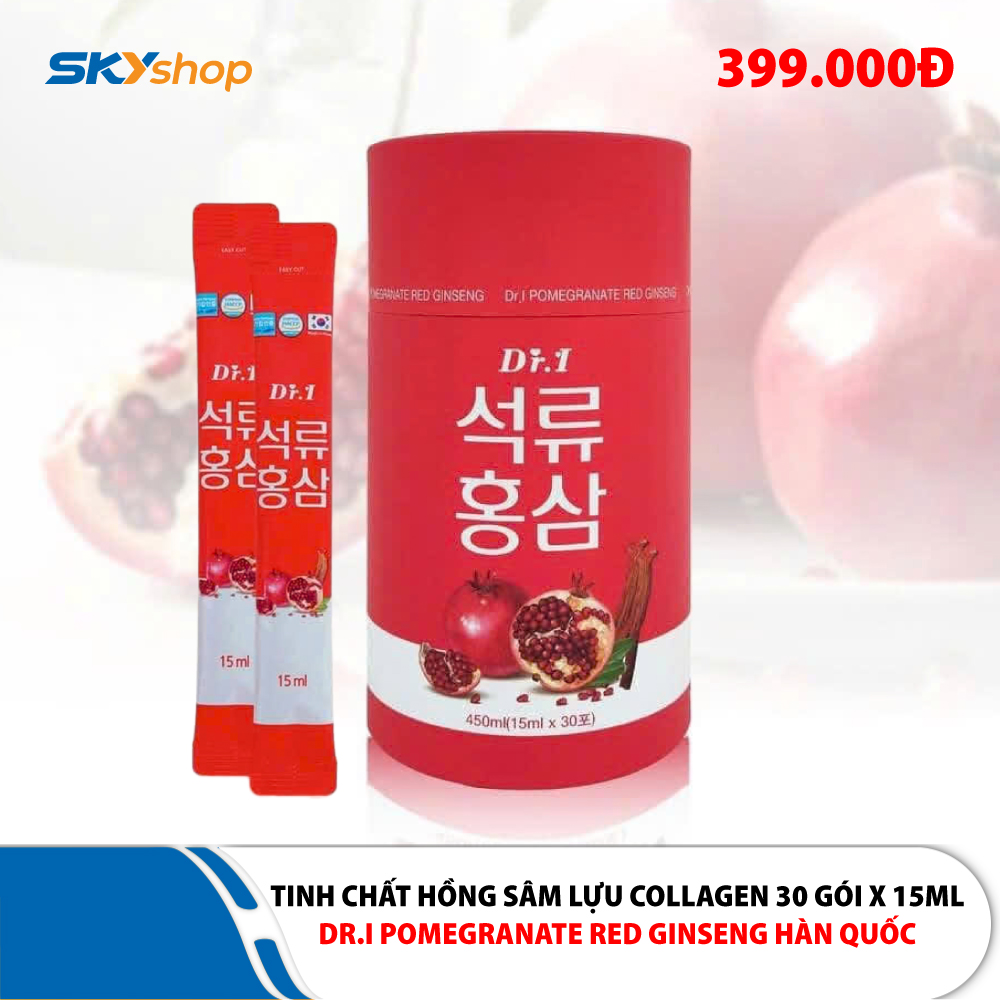 1 Hộp Nước Chiết Xuất Hồng Sâm Collagen Lựu Dr.I Pomegranate Red Ginseng Hàn Quốc (30 Gói x 15ml)