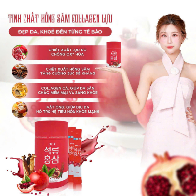 1 Hộp Nước Chiết Xuất Hồng Sâm Collagen Lựu Dr.I Pomegranate Red Ginseng Hàn Quốc (30 Gói x 15ml)