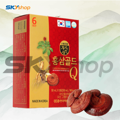 2 Hộp nước hồng sâm nhung hươu linh chi Gold Q Hàn Quốc (Hộp 30 gói x 50ml) - Tặng 2 túi giấy + 1 gói kẹo sâm 200g