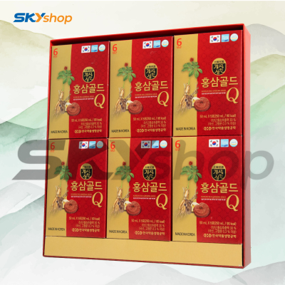 2 Hộp nước hồng sâm nhung hươu linh chi Gold Q Hàn Quốc (Hộp 30 gói x 50ml) - Tặng 2 túi giấy + 1 gói kẹo sâm 200g