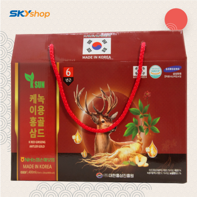 1 Hộp nước hồng sâm nhung hươu 6 năm tuổi KSUN (Hộp 20 gói x 70ml)