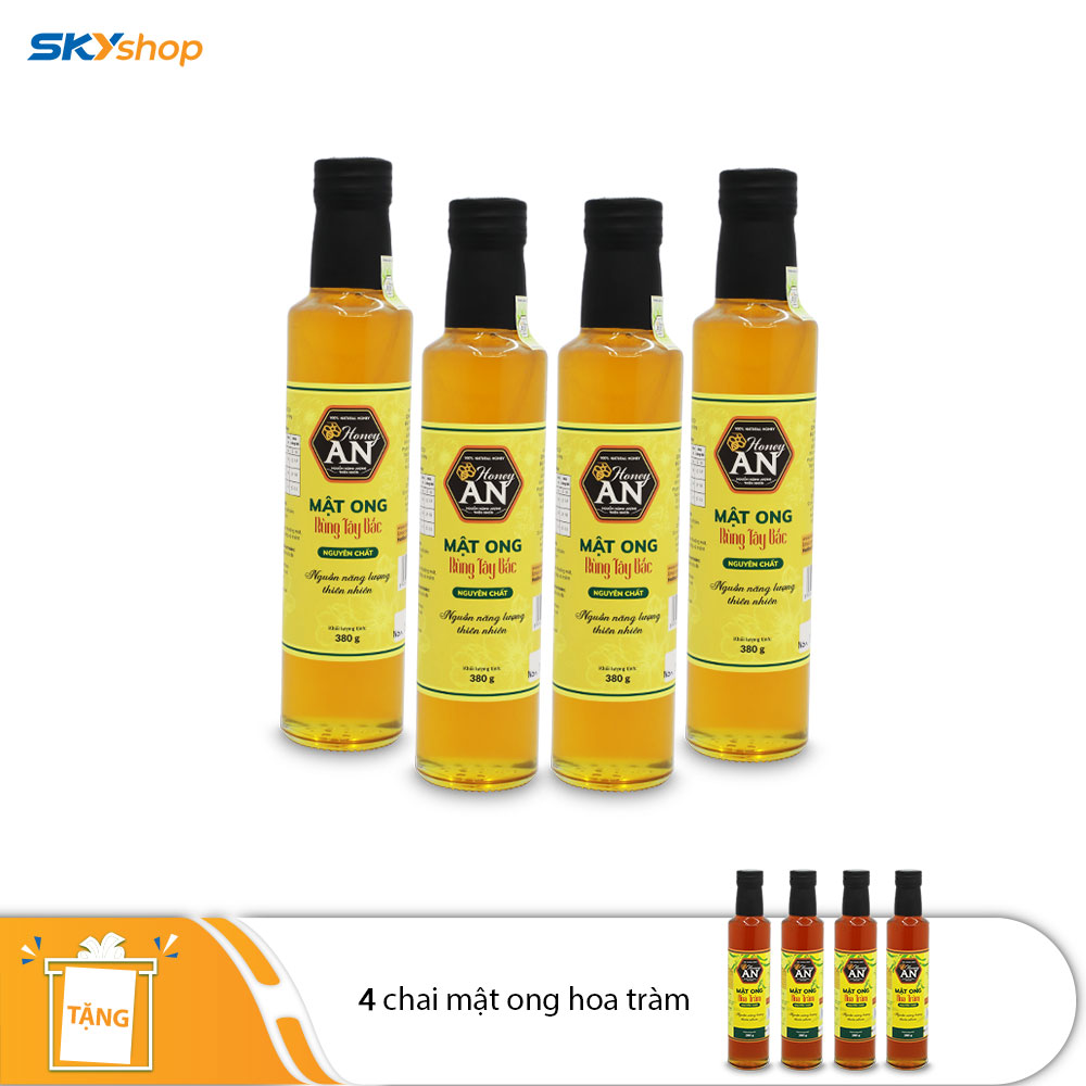 4 Chai mật ong Tây Bắc An - Tặng 4 chai mật ong hoa tràm Honey An 