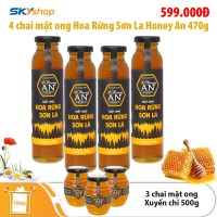 4 chai mật ong hoa rừng Sơn La Honey An 470g - Tặng 3 chai mật ong hoa xuyến chi 500g