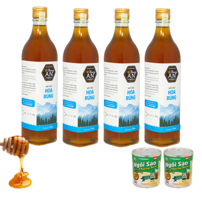 4 Chai Mật Ong Hoa Rừng Honey An 730g/Chai - Tặng 2 lon sữa đặc Ngôi sao Phương Nam 380g
