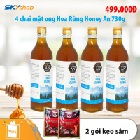 4 Chai Mật Ong Hoa Rừng Honey An 730g/Chai - Tặng 2 gói kẹo sâm