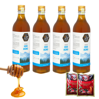 4 Chai Mật Ong Hoa Rừng Honey An 730g/Chai - Tặng 2 gói kẹo sâm