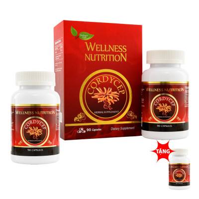 3 Hộp viên uống Đông Trùng Hạ Thảo Wellness Nutrition 90 viên/lọ - Tặng 1 hộp Wellness Nutrition 60 viên/lọ