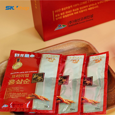1 Hộp nước hồng sâm không đường Daesan 70ml x 30 Gói