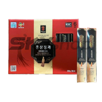 Hồng sâm củ tẩm mật ong Sobaek Hàn Quốc 300g (8 củ/hộp) - Red Ginseng Honeyed Whole Roots
