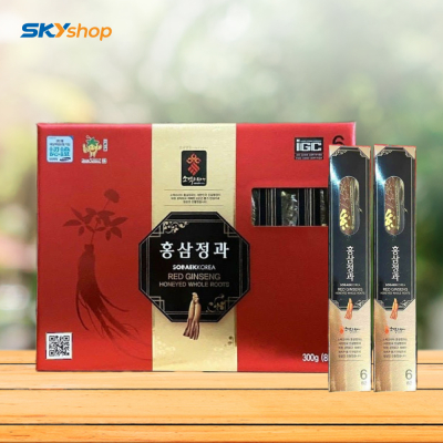Hồng sâm củ tẩm mật ong Sobaek Hàn Quốc 300g (8 củ/hộp) - Red Ginseng Honeyed Whole Roots