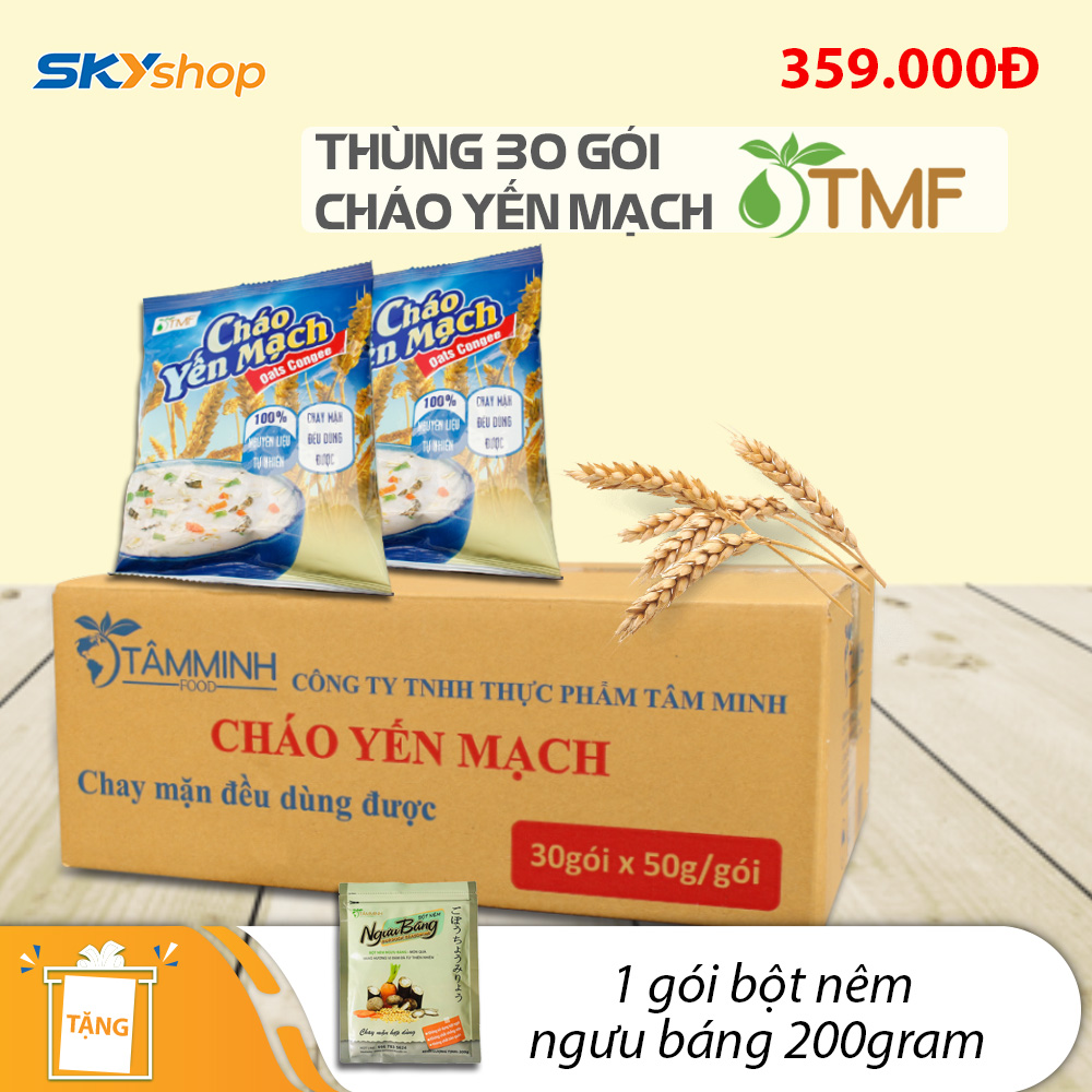 Tâm Minh - 01 thùng Cháo Yến Mạch (30 gói)  - Tặng kèm 01 gói Bột nêm Ngưu báng 200g 