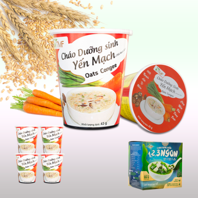 01 thùng Cháo Dưỡng Sinh Yến Mạch Tâm Minh (24 ly) 1 ly 43g - Tặng kèm 01 hộp Canh Dưỡng Sinh Rong Biển (1 hộp có 10 gói, mỗi gói 5,5g)