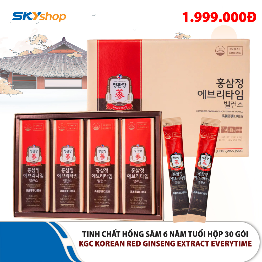 1 Hộp tinh chất hồng sâm cô đặc dạng gói Won KGC Korean Red Ginseng Extract Everytime (30 gói x 10ml)