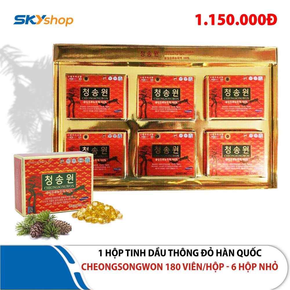 1 hộp tinh dầu thông đỏ Hàn Quốc Cheong Song Won (180 viên/hộp - 6 hộp nhỏ)