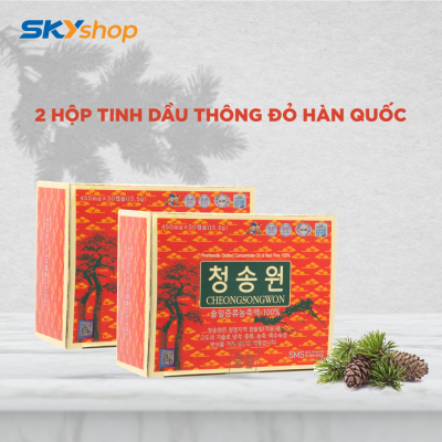 2 hộp tinh dầu thông đỏ Hàn Quốc (30 viên/hộp) - Tặng 5 gói cháo yến Thiên Hoàng, 1 gói kẹo sâm 200gr
