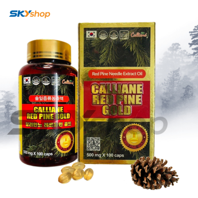 1 Hộp tinh dầu thông đỏ Hàn Quốc Calliane Red Pine Gold 100 viên - Tặng 1 hộp trà sâm Wongin-T Ginseng Tea + 2 gói kẹo sâm + 5  gói cháo yến Thiên Hoàng