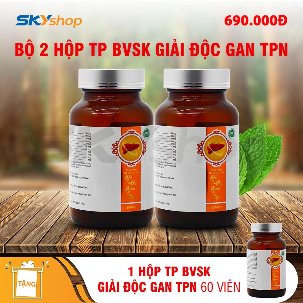 2 hộp thực phẩm bảo vệ sức khỏe giải độc gan TPN (60 viên/hộp) - Tặng 1 hộp giải độc gan TPN cùng loại