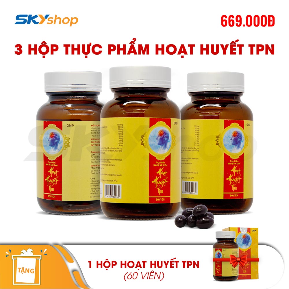 3 hộp thực phẩm bảo vệ sức khỏe hoạt huyết TPN (60 viên/hộp) - Tặng 1 hộp hoạt huyết TPN cùng loại