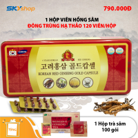 1 hộp viên hồng sâm đông trùng hạ thảo 120 viên Korea Red Ginseng Gold Capsule - Tặng 1 hộp trà sâm 100 gói