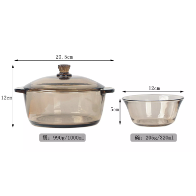 Bộ tô chén thủy tinh chịu nhiệt cao cấp 5 món Chunming