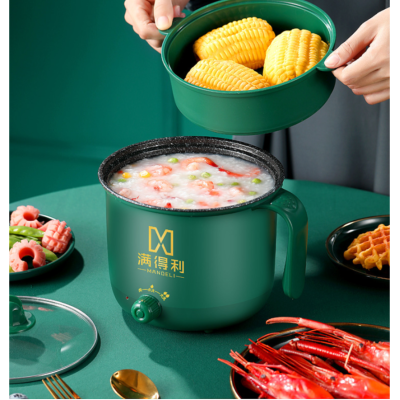 Nồi lẩu ca nấu mì mini chống dính dung tích 1.8L kèm khay hấp