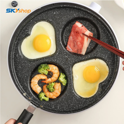 Chảo vân đá chiên trứng hambuger 4 ngăn tiện dụng