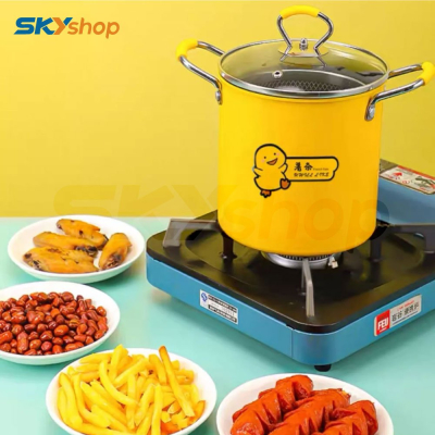 Nồi chiên ngập dầu chống dính mini vịt vàng kèm rổ  - Hàng chính hãng