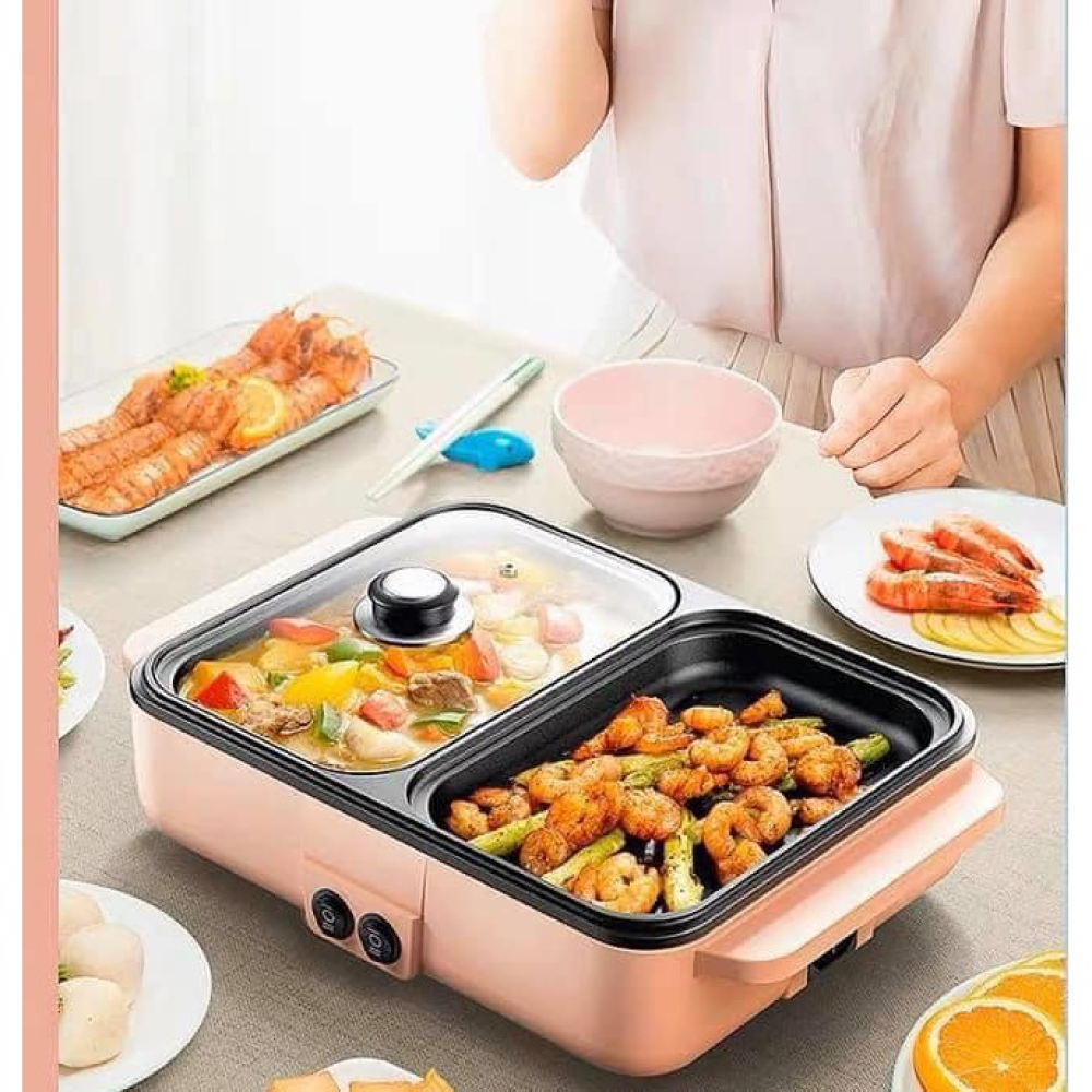 Nồi lẩu nướng điện đa năng mini 2 trong 1 HONGSHUANGXI BC2-5 