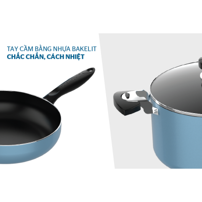 Bộ 2 Nồi 1 Chảo Chống Dính Đáy Từ SUNHOUSE SHG77MB - Tặng nồi inox SUNHOUSE 5 đáy 16cm SHG788-16