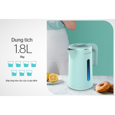 Ấm siêu tốc Inox 2 lớp 1.8L SUNHOUSE SHD1351 - Hàng chính hãng