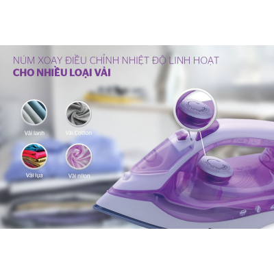 Bàn ủi hơi nước SUNHOUSE SHD2063P - Nhiệt độ linh hoạt cho từng loại vải