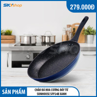 Chảo đá hoa cương đáy từ SUNHOUSE SFP24B màu xanh - Hàng chính hãng