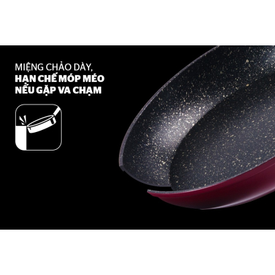 Chảo đá hoa cương đáy từ SUNHOUSE SFP26B màu đỏ - Hàng chính hãng