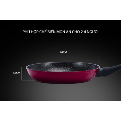 Chảo đá hoa cương đáy từ SUNHOUSE SFP26B màu đỏ - Hàng chính hãng