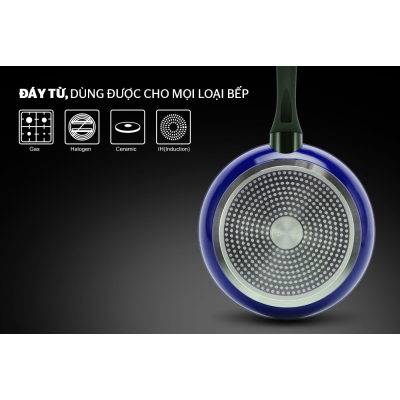 Chảo đá hoa cương đáy từ SUNHOUSE SFP24B màu xanh - Hàng chính hãng