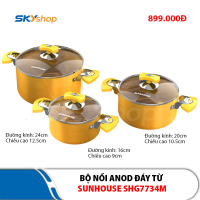 Bộ 3 nồi Anod đáy từ SUNHOUSE SHG7734M - Hàng chính hãng