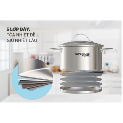 Bộ 3 Nồi Inox 5 Đáy SUNHOUSE MAMA SHG502
