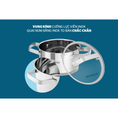 Bộ 3 Nồi Inox 5 Đáy SUNHOUSE SH780