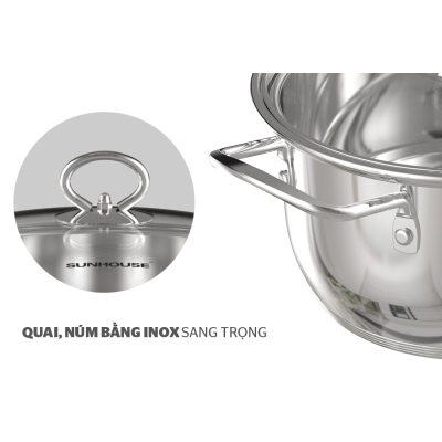 Nồi Inox 5 Đáy 16cm SUNHOUSE SHG788-16 - Hàng chính hãng