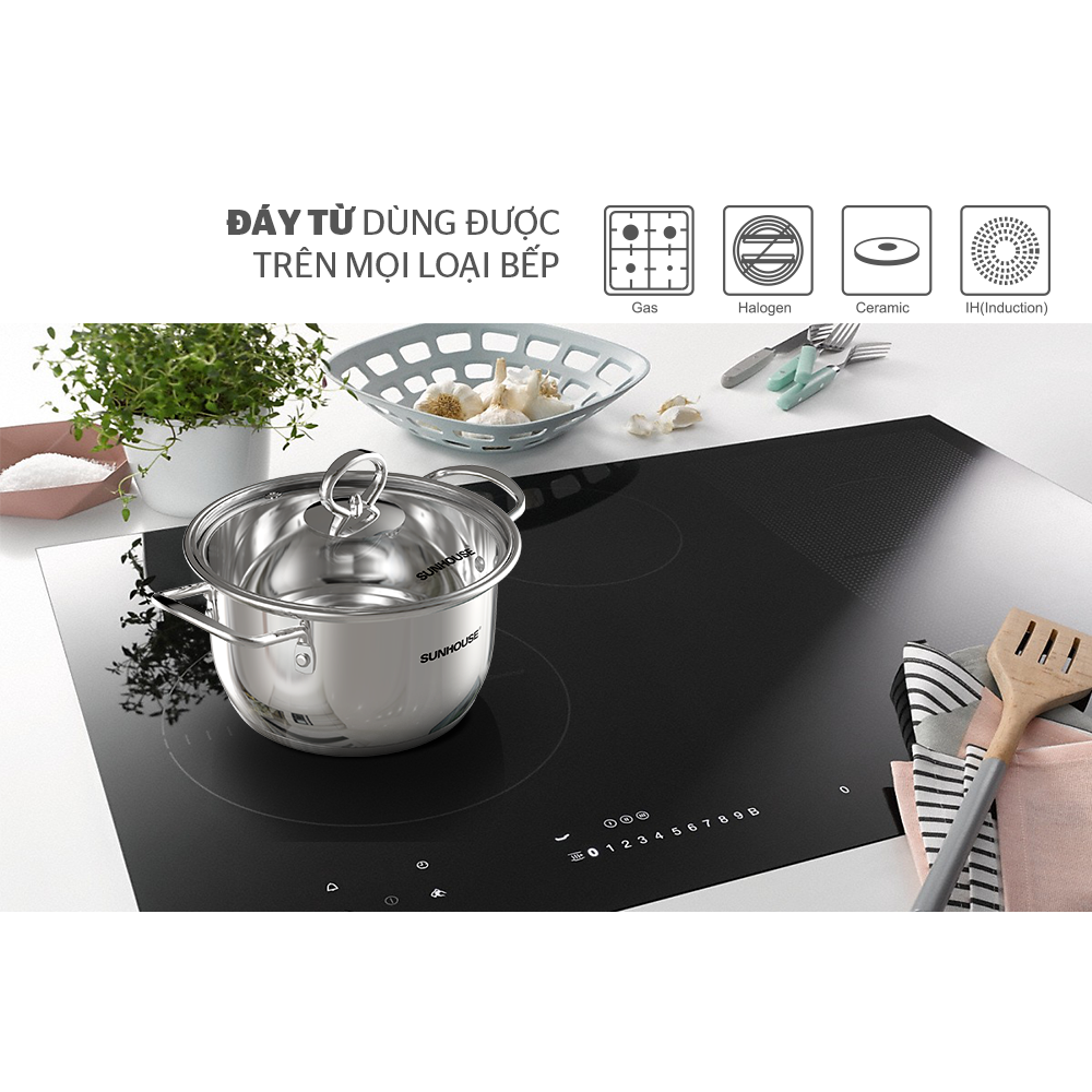 Nồi Inox 5 Đáy 16cm SUNHOUSE SHG788-16 - Hàng chính hãng